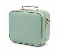 7seas Hollywood LED Makeup Travel Case with Touch Mirror & Adjustable Dividers Green in Light Green