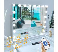 Hollywood Vanity 66x58cm Makeup Mirror Bluetooth 18 LED Bulb Tabletop Wall 7seas White One Size