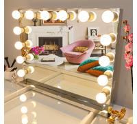 7seas Hollywood Vanity 80x63cm Chrome Mirror LED Lights E27 USB Ports - Wall Tabletop in Silver | Size: 80x63 cm 7seas Silver 80x63 cm