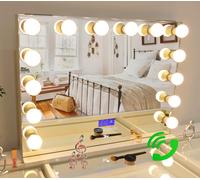 7seas Hollywood Vanity 80x63cm LED Lights LCD display MakeUp Mirror Bluetooth Mic - Wall Tabletop in White | Size: 80x63 cm 7seas White 80x63 cm
