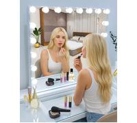 7seas Hollywood Vanity Large MakeUp Mirror 18 LED Lights Type-C USB Ports - Wall Tabletop in White 7seas White