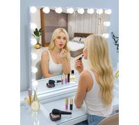 7Seas Hollywood Vanity Large Makeup Mirror 18 Led Lights Type-C Usb Ports - Wall Tabletop In White White