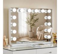 7seas Hollywood Vanity LED 80x63cm Makeup Mirror 14 E27 LED Bulbs Bluetooth - Tabletop Wall in White | Size: 80x63 cm 7seas White 80x63 cm