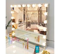 7seas Hollywood Vanity MakeUp Chrome Mirror 18 LED Lights Bluetooth USB Ports - Wall Tabletop in Silver 7seas Silver