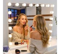 7Seas Hollywood Vanity Makeup Large Mirror - 18 Led Lights Usb Ports - Tabletop Or Wall Mounted In White White One Size