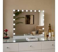 7seas Hollywood Vanity Mirror 80 x 63cm, 18 LED Lights, USB, Wall or Table in White