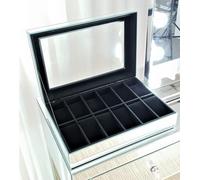 7seas® Watch Display Case Men’s Large 12 Grid Silver Mirrored Jewellery Watch Storage Box Watch Storage Box Beautiful Gift