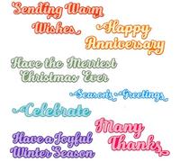 7Sets Words Metal Cutting Dies for Card Making DIY Scrapbooking Sending Warm Wishes,Happy Anniversary,Have the Merriest Christmas Ever Season's Greetings,Many Thanks Metal Cutting Dies for Paper Craft
