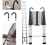7Sevenjokers 6.2M Telescopic Aluminium Extension Ladder with 2 Detachable Hooks, Max Load 330lbs