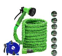 7Sevenjokers Garden Hose Pipe 100FT,3 Times Expandable Watering Hose,Telescopic Flexible Magic Lightweight Watering Hose Pipe with 7 Function Spray Gun for 3/4" & 1/2" Faucet Easy to Use(Green)