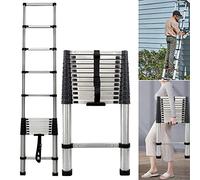 7Sevenjokers Tall Telescopic Extension Ladders Stainless Steel Foldable Telescoping Ladder 12.5ft/3.8m Retractable Telescope for Home RV Loft Attic, Lightweight Pull-Out Ladder, 150kg Load Capacity