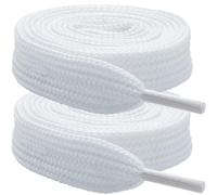 7STROBBS 2 Pairs 16MM Thick Wide Shoe Laces for Adida Campus, Flat Chunky Replacement Shoelaces for Mcqueen, Converse, Air Force 1, School, Trainers, White 120CM