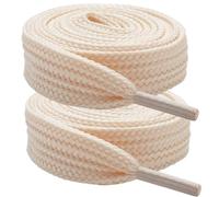 7STROBBS 2 Pairs 16MM Thick Wide Shoe Laces for Adida Campus, Flat Chunky Replacement Shoelaces for Mcqueen, Converse, Air Force 1, School, Trainers, Cream 90CM