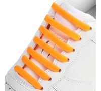 7STROBBS 2 PAIRS No Tie Elastic Laces, Easy Silicone Shoelaces for Trainers Sport Running Walking Boots, Tieless Air Force Shoe Lace for Kids Orange