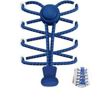 7STROBBS 2 PAIRS No Tie Elastic Trainer Laces, Easy Lock Shoelaces for Sport Running Walking Boots, Converse Shoe Lace for Adults Kids Women Mens Blue