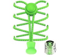 7STROBBS 2 PAIRS No Tie Elastic Trainer Laces, Easy Lock Shoelaces for Sport Running Walking Boots, String Shoe Lace for Adults Kids Women Mens Green