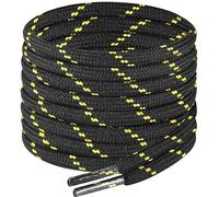 7STROBBS 2 PAIRS Strong Work Boot Laces, Heavy Duty Round Shoelaces for Walking Boots, Trainers Shoes, Hiking Boots, Safety Boots, Thick Shoe Lace Black Yellow 170CM