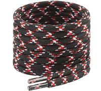 7STROBBS 2 PAIRS Strong Work Boot Laces, Heavy Duty Round Shoelaces for Walking Boots, Trainers Shoes, Hiking Boot, Safety Boots, Thick Shoe Lace (Black White+Red 150CM)