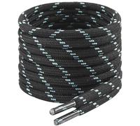 7STROBBS 2 PAIRS Strong Work Boot Laces, Heavy Duty Round Shoelaces for Walking Boots, Trainers Shoes, Hiking Boot, Safety Boots, Thick Shoe Lace (Black Blue.Dots 150CM)