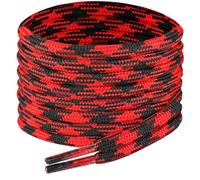 7STROBBS 2 PAIRS Strong Work Laces, Heavy Duty Round Shoelaces for Walking, Trainers, Hiking, Safety Boots, Thick Shoe Lace Black Red 100CM
