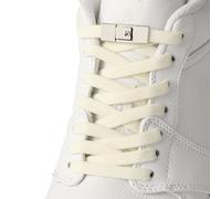 7STROBBS No Tie Elastic Laces for Trainers, 8MM Tieless Lock Shoelaces for Sport Running Walking Boots, Easy Lazy Flat Shoe Lace for Adults Kids with Silver Buckles, Cream