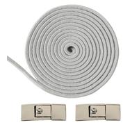 7STROBBS No Tie Elastic Laces for Trainers, 8MM Tieless Lock Shoelaces for Sport Running Walking Boots, Easy Lazy Flat Shoe Lace for Adults Kids with Silver Buckles, Grey