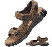 7STROBBS Wide Fit Mens Sandals, Real Leather Walking Sandals for Men, Open Toed Sports Outdoor Sandal with Adjustable Strap for Summer, Holidays, Beach, Hiking, Boating, Towns