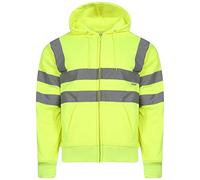 7STYLES Hi Vis Clothing For Men, High Visibility Sweatshirts Jumper, Safety Workwear Body Warmer, Waterproof Hi Viz Bomber Jacket, Mens High Vis Hoodie (Full Zipper Hoodie Yellow,XL)