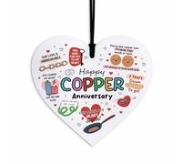 7th, Acrylic Heart Plaque, Romantic Keepsake, Copper Anniversary