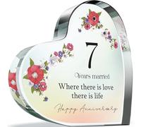 7th Anniversary Acrylic Heart Plaque for Wife or Husband, 7 Years Married