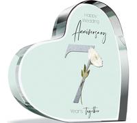 7th Anniversary Acrylic Heart Plaque for Wife or Husband, 7 Years Together