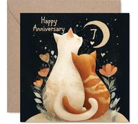 7th Anniversary Card for Women and Men, Cats in Love