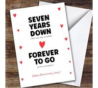 7th Anniversary Card Personalised Seven Years Down Forever To Go | Custom Card Personalised Cards, For Husband, For Wife, Him, Her, Anniversary, 7th