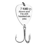 7th Anniversary Fishing Lure Gifts for Boyfriend Husband 7 Years Down and I'm Still Hooked On You 7 Year Anniversary Present for Him Fiance Wedding Anniversary Valentines Day Gift for Men