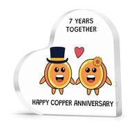 7th Anniversary Plaque Gifts for Wife Husband Heart Shaped Acrylic Plaque I Love You Romantic Gift for Women Men Valentines Gifts for Him Her 7 Years Celebration Keepsake Desk Decorative Sign
