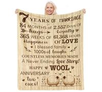 7th Anniversary Wool Blanket Gifts for Couple - Copper, Happy Anniversary Decorations