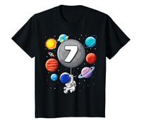 7th Birthday Astronaut Balloon Planet 7 Year Old Boy T-Shirt