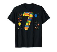 7th Birthday Blocks Building Bricks 7 Year Old Boys Kids T-Shirt