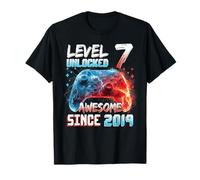 7th Birthday Boy Level 7 Unlocked Awesome 2019 Video Gamer T-Shirt