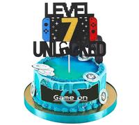 7th Birthday Cake Topper Gaming Cake Topper Personalized Happy Birthday Cake Topper Decoration Birthday Game Party Supplies for Kids Boys