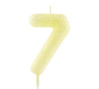 7th Birthday Candle Gold Yellow Glitter Number 7 Candles Luminous Cake Topper Decorations Happy Birthday Candle for Girls Boy Women Anniversary Celebrations Party Supplies