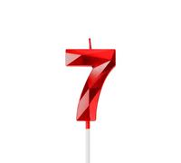 7th Birthday Candles for Cake,Red Number 7 Candle Decorations Birthday Party,3D Design Birthday Candle for Girls Boys 7th Birthday Theme Anniversary Supplie Decorations