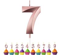 7th Birthday Candles, VUCDXOP 3D Shape Number 7 Candle, Rose Gold Cake Candles, Birthday Candle for Cake, Cake Candles Cake Topper Decorations for Birthday Party, Wedding, and Anniversary Supplies