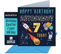 7th Birthday Card Boy - Space Astronaut Cosmos - Happy Birthday Card 7 Year Old Boy Girl, Girls Boys Cards, 145mm Greeting for Son Daughter Niece Nephew Grandson