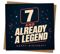 7th Birthday Card for Boy or Girl - '7 and Already a Legend' Fun Birthday Greeting Card