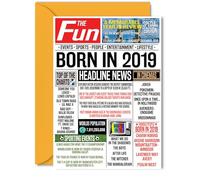 7th Birthday Card for Girls and Boys, Born In 2019 Newspaper
