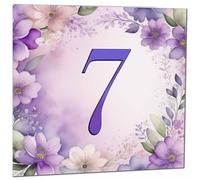 7th Birthday Card for Girls - Purple Floral 7th Birthday Cards for 7 year old Granddaughter Daughter Kids Seven, Seventh Sister Niece cousin