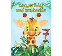 7th Birthday Card for Great Granddaughter (Giraffe) - From Grandad Grandma Greeting Gift Keepsake Blank Inside Animal Lover Premium Quality Envelope Included UK