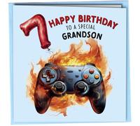 7th Birthday Card Grandson Gaming Controller Funny Kids Birthday Card Age 7 Boy Gamer Card Special Grandson Birthday C5 With Envelope #1764