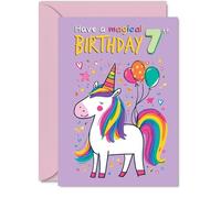 7th Birthday Cards for Boys Girls - Magical Birthday - Happy Birthday Card for 7 Year Old Boy Girl Cousin Daughter Grandson Son, 5x7 Inch Bday Greeting Cards